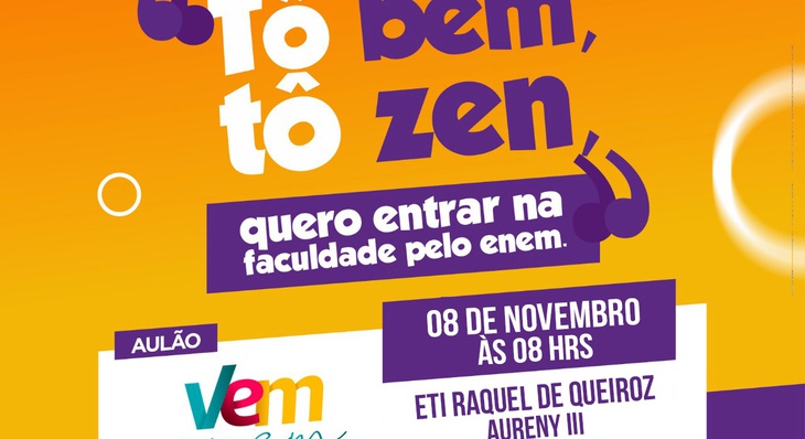  O cursinho ‘Vem Enem’ é mantido pela Prefeitura de Palmas, por meio da Fundação Municipal da Infância e da Juventude de Palmas (FIJP)