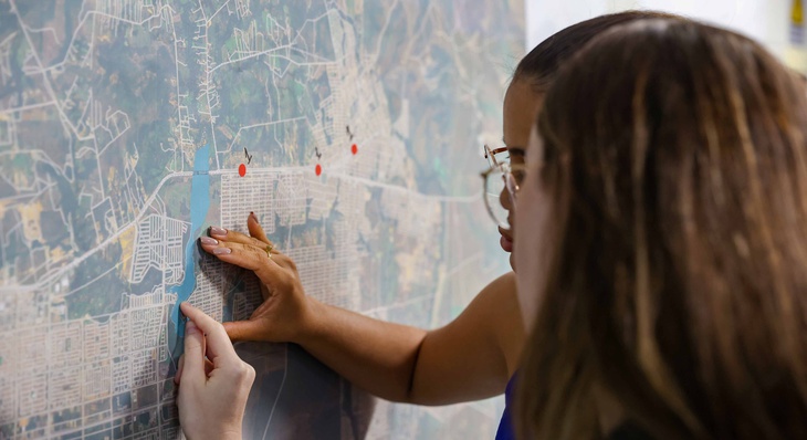 Mapa com toda área urbana de Palmas foi usado para demonstração de locais com problemas viários de conhecimento dos participantes