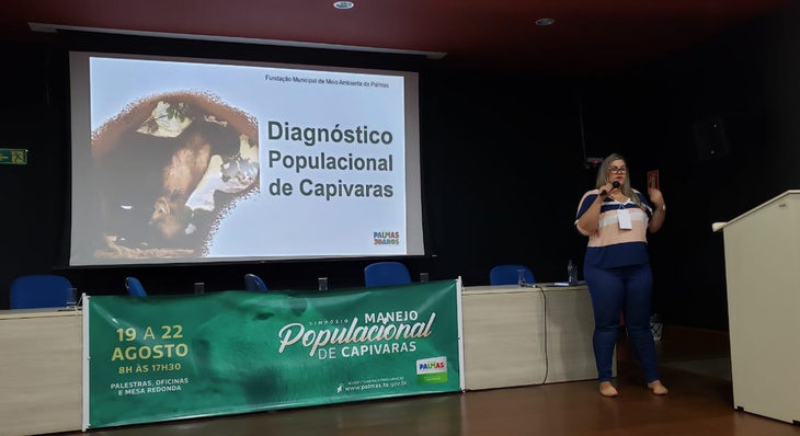 Gerente de monitoramento ambiental, a bióloga Bruna Almeida falou sobre resultados do diagnóstico populacional de capivaras 