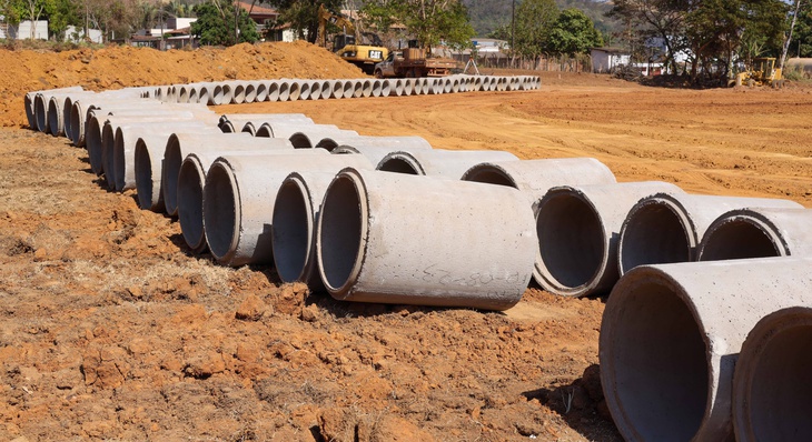 Tubulações de rede de drenagem do Centro de Comercialização de Produtos Associados a Taquaruçu