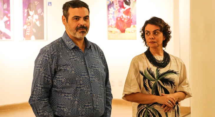 Presidente da Fundação Cultural de Palmas, Giovani Assis, e a curadora de artes Elsa Elvas.