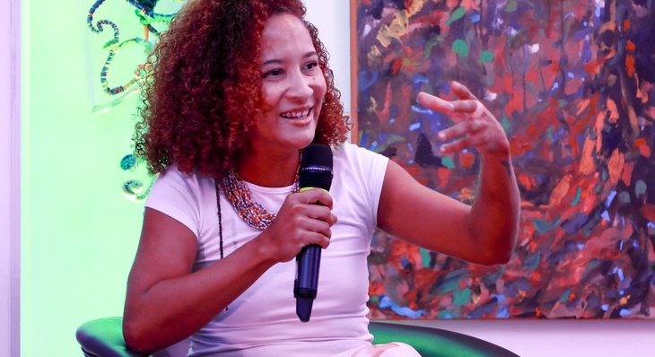 Ester Monteiro durante a roda de conversa "Mulheres da Cena"