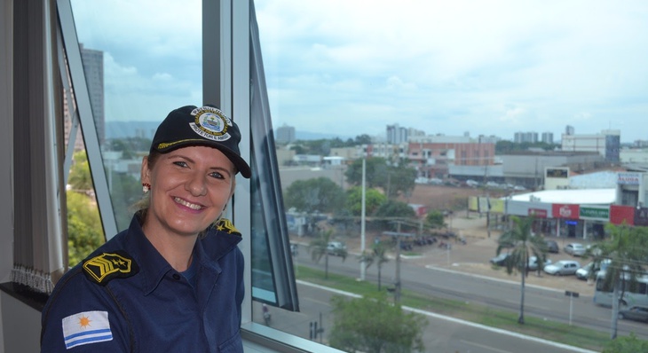 A guarda Letícia Bordin foi a primeira mulher a comandar a GMP. Neste ano de 2022 completa 24 anos de ingresso na instituição | Divulgação: Sesmu