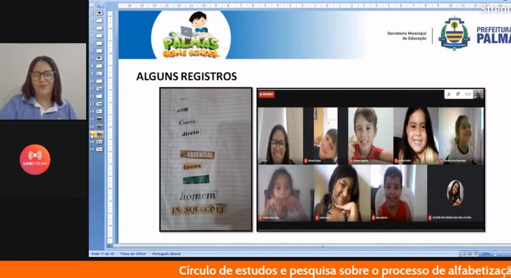 Professora Francisca mostrou alguns registros das atividades realizadas com os alunos, de forma online