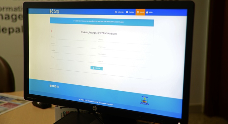 A Prefeitura de Palmas dispõe de credenciamento via internet que já pode ser realizado pelo site de Revisão do Plano Diretor.
