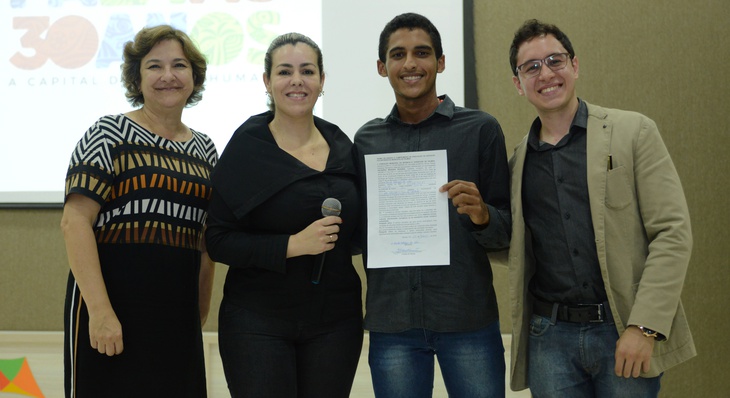 Secretária Valquíria Rezende, Cinthia Ribeiro, Marcelo Rodrigues, e João Pedro Claret (Esq. p/Dir.)