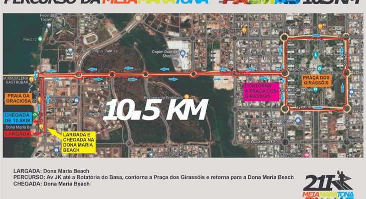 Percurso da modalidade 10,5 KM