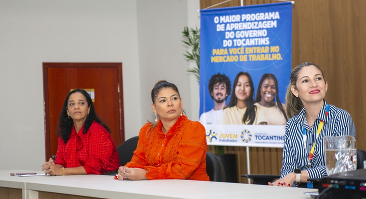 Gerente do Tocantins da Renapsi Patrícia Lucena, Secretária Adriana Aguiar e secretária executiva da Setas, Terezinha Andrade