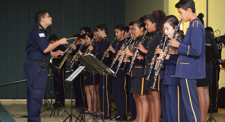 Banda Mirim da GMP  se apresentou no evento trazendo repertório de músicas populares