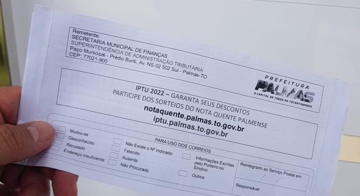 Segunda via de carnê podem ser impressa no site da Prefeitura de Palmas