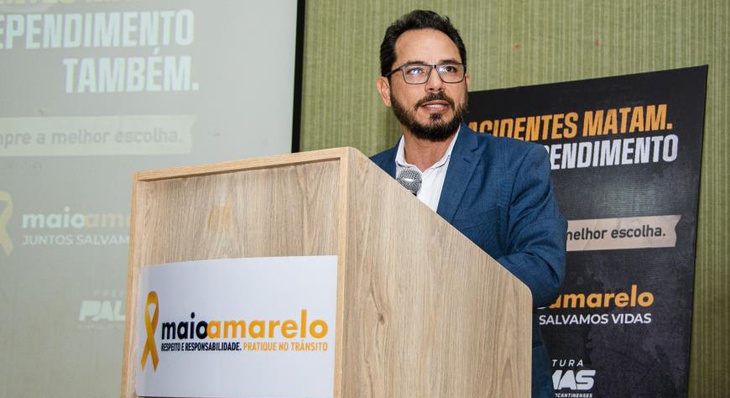 Secretário da Sesmu, Agostinho Araújo Rodrigues, abriu a solenidade de lançamento da Campanha Maio Amarelo 'Juntos Salvamos Vida'