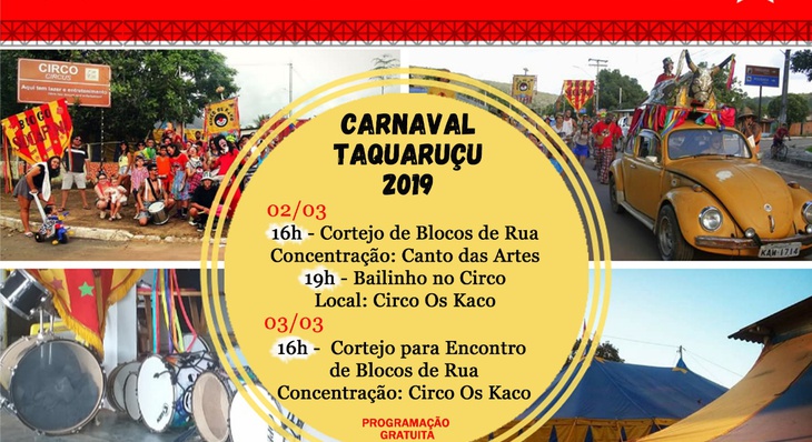 O Carnaval será aberto oficialmente neste sábado, 02, com cortejo dos blocos Socapino e os Pernas de Pau, comandado pelo pessoal  do Circo Os Kaco, e pelo Batucanto, do Canto das Artes