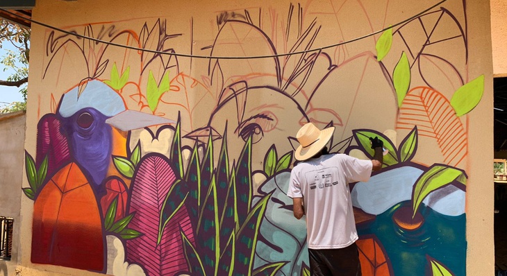 Flora e fauna do cerrado foram inspiração para grafiteiros