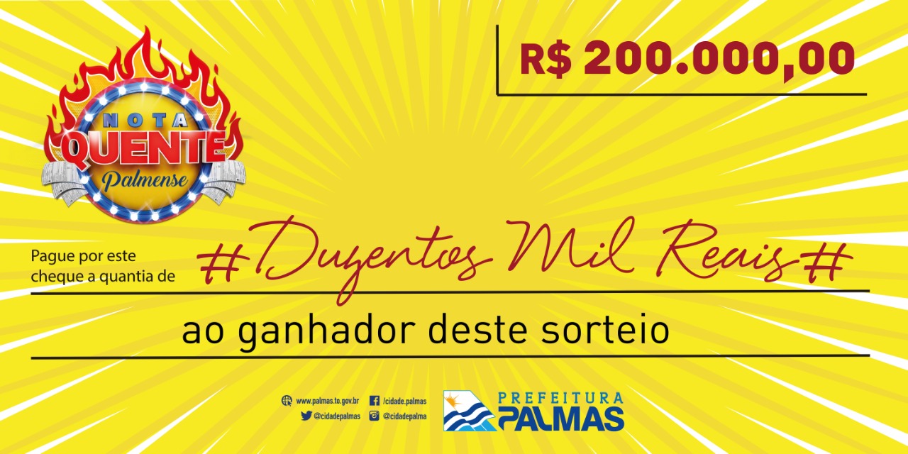 Nota Quente Palmense irá sortear R$ 200 mil neste sábado, 15