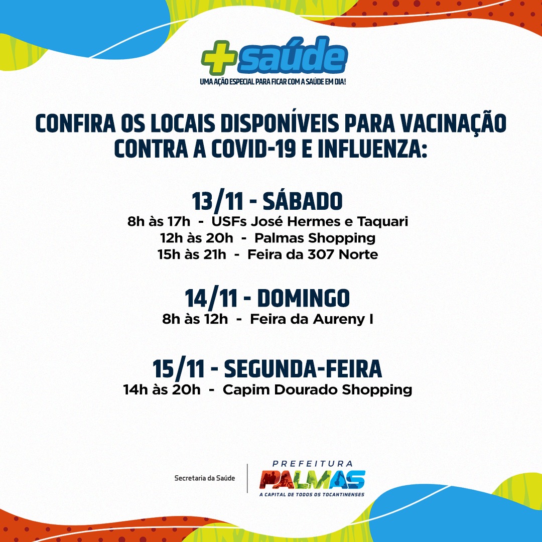 Mais Saúde: Vacinação estará disponível neste domingo, 14, na Feira do Jardim Aureny I
