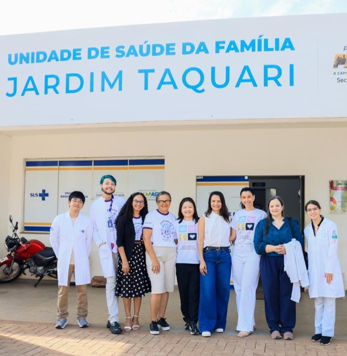 A primeira-dama e secretária de Ação Social e da Mulher, Polyanna Siqueira Campos, esteve na USF Taquari para acompanhar o início dos atendimentos nestes sábado, 13. Foto - Regiane Rocha