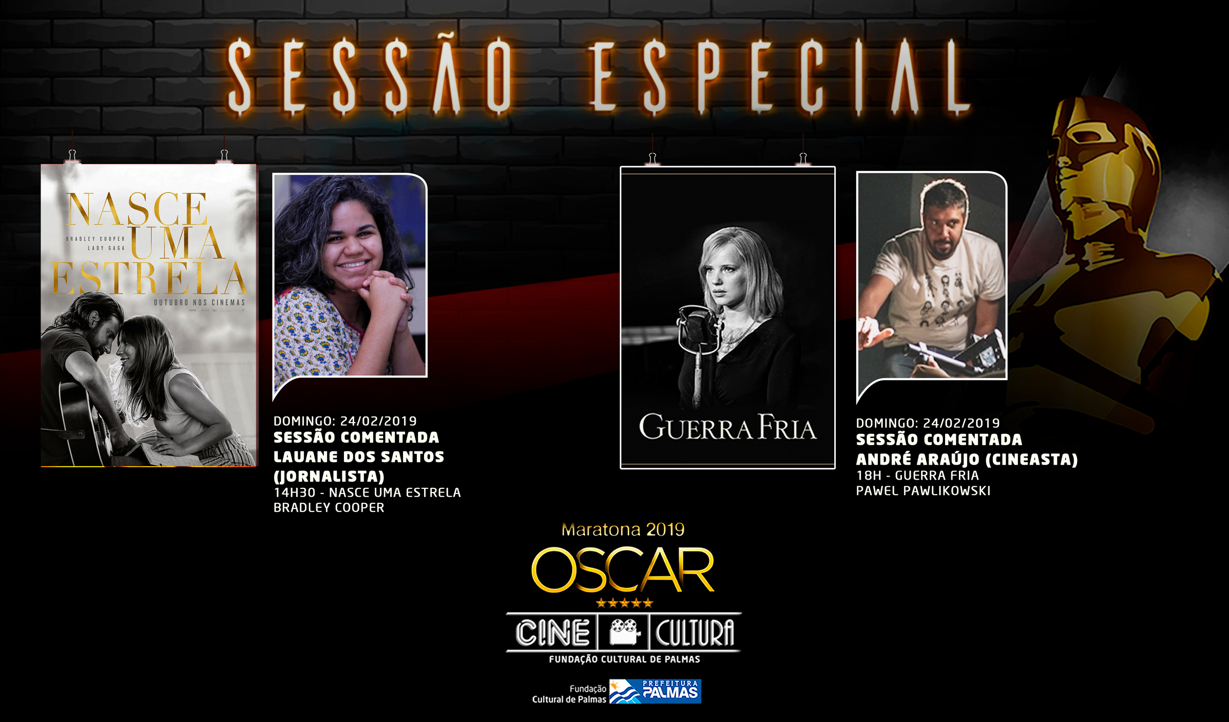 Indicados ao Oscar, Nasce uma Estrela e Guerra Fria, terão sessões comentadas no Cine Cultura no domingo, 24