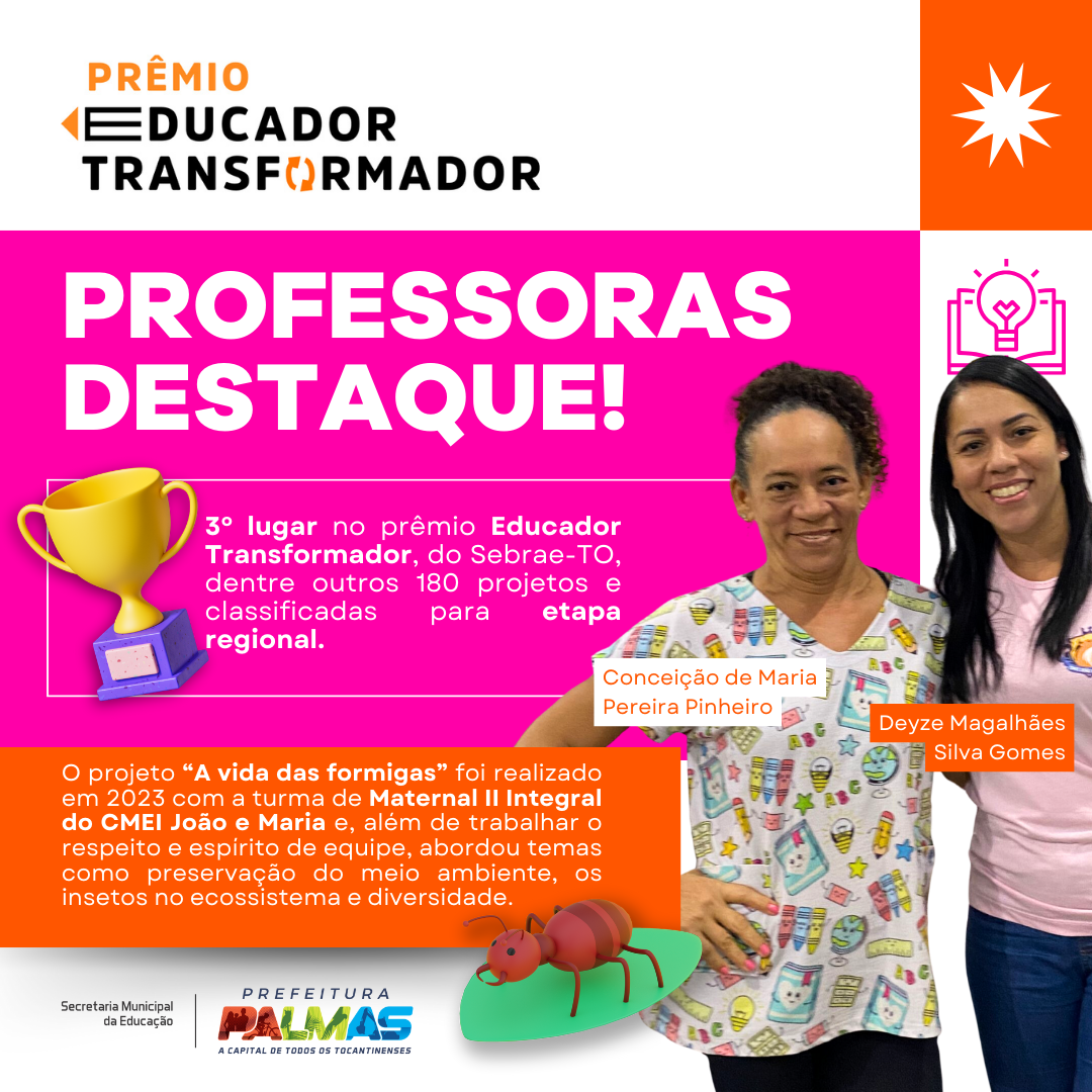 Professoras de Palmas recebem prêmio Educador Transformador com Projeto ‘A vida secreta das formigas’