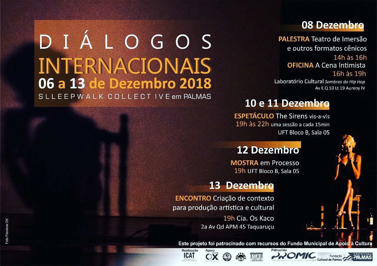 Companhia de teatro Internacional, Sleepwalk Collective realiza atividades cênicas em Palmas  de 10 a 13 de dezembro
