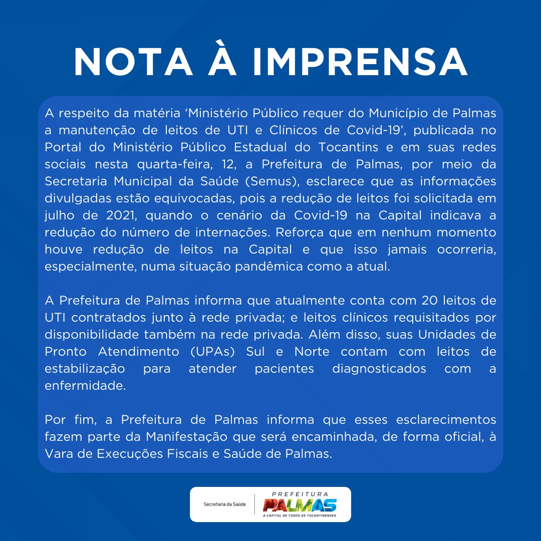 Nota à imprensa - Leitos Covid-19