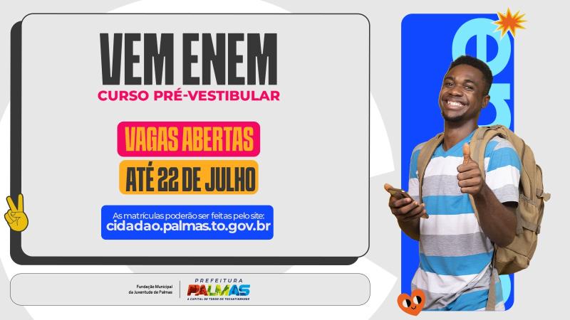 Abertas inscrições para o Vem Enem 2024 com 750 vagas disponíveis até o dia 22 de julho