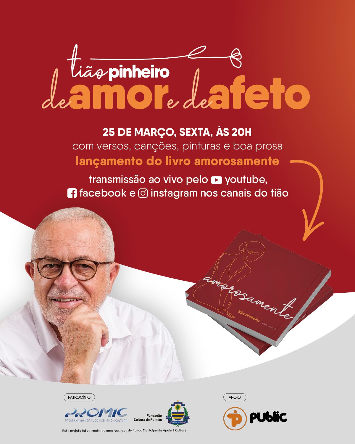 Jornalista Tião Pinheiro lança livro de poemas em live nesta sexta-feira, 25
