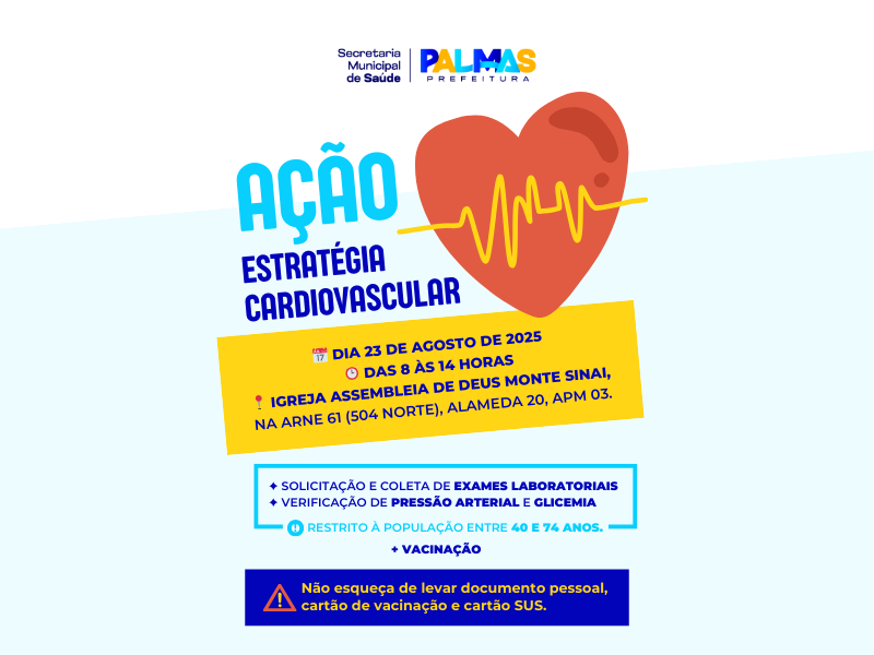 Prefeitura de Palmas leva serviços de saúde para os moradores da região da Arne 61, no próximo sábado, 23