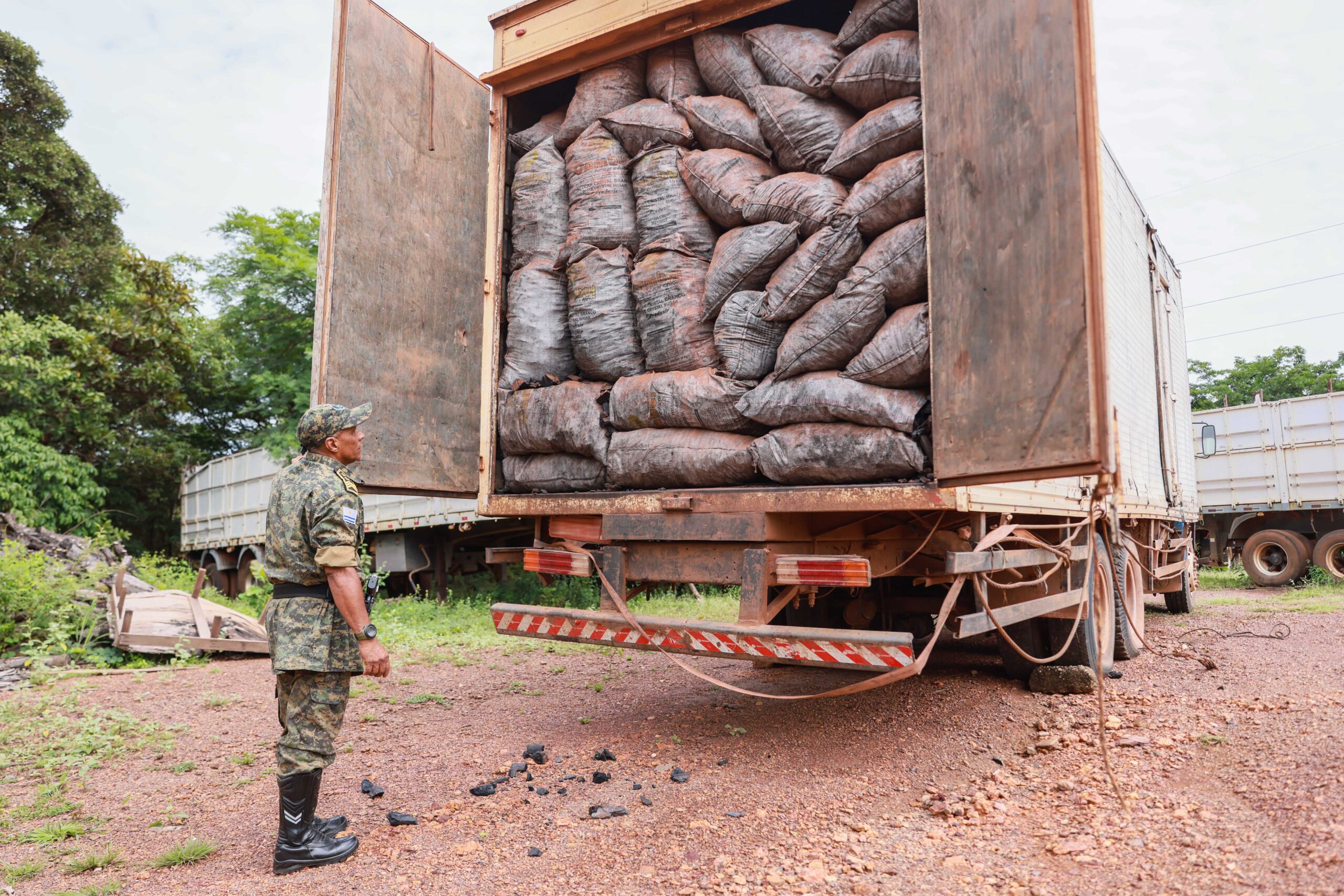 Guarda Ambiental apreende caminhão com carga ilegal de carvão