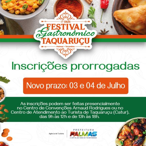 Inscrições para Festival Gastronômico de Taquaruçu são prorrogadas