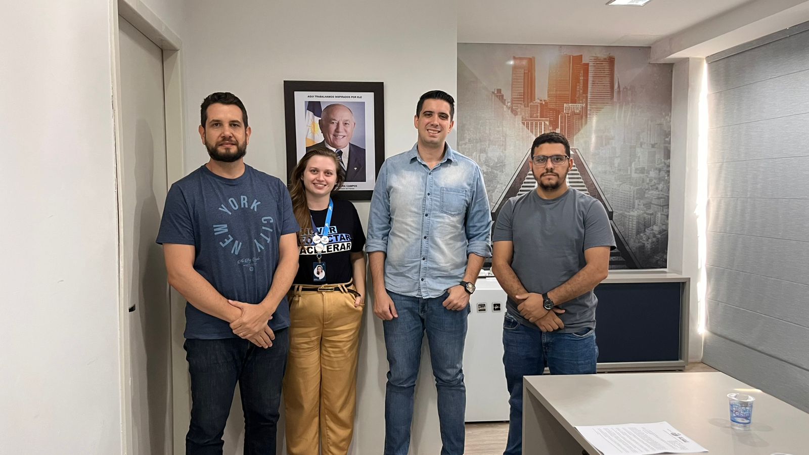 Integrantes da Associação, Bruno Vima e presidente Luana Bianchin; secretário Henrique Nesello, e superintendente Weiller Marcos.