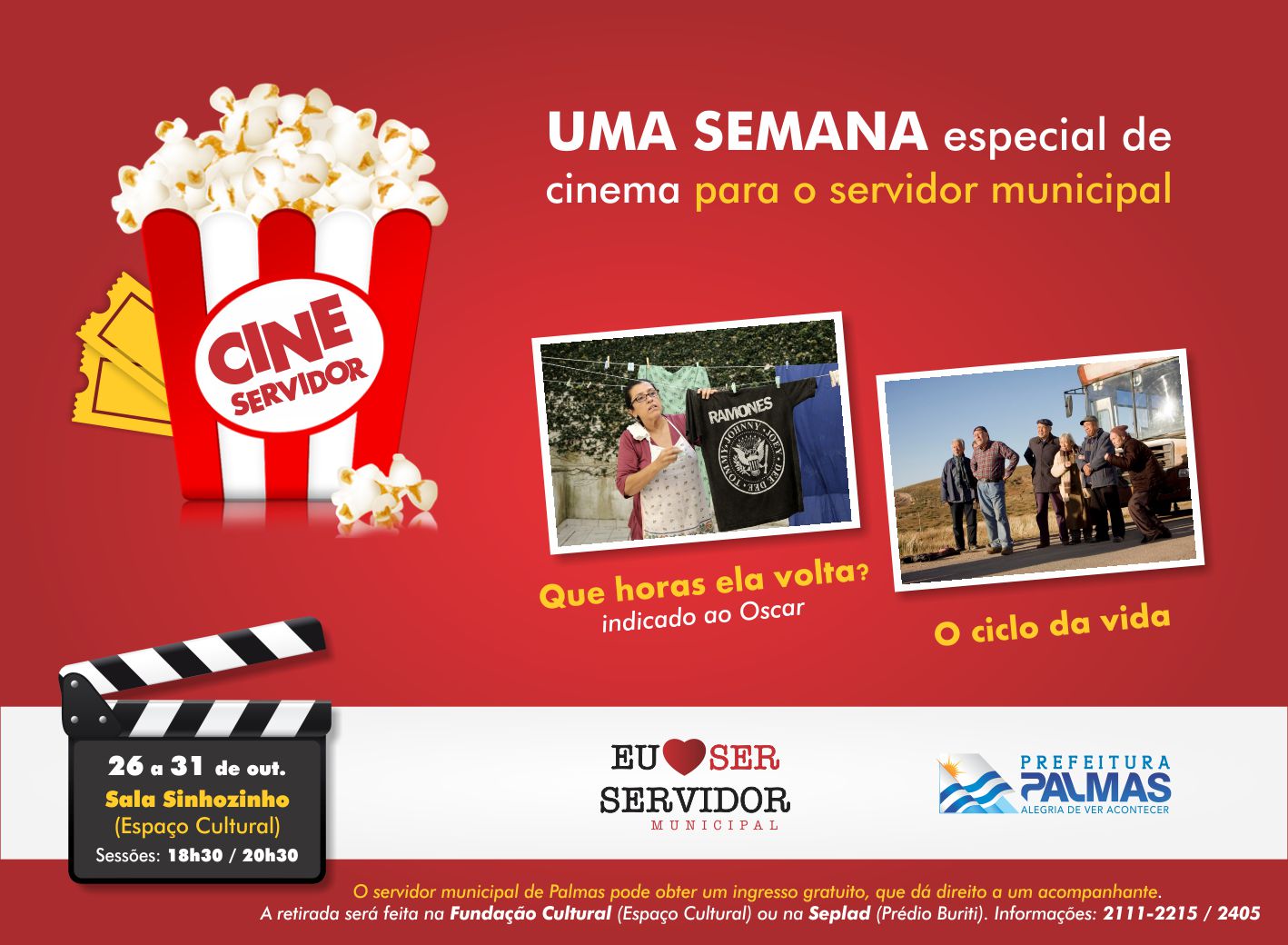 Cinema e pipoca para iniciar as comemorações do Dia do Servidor Público
