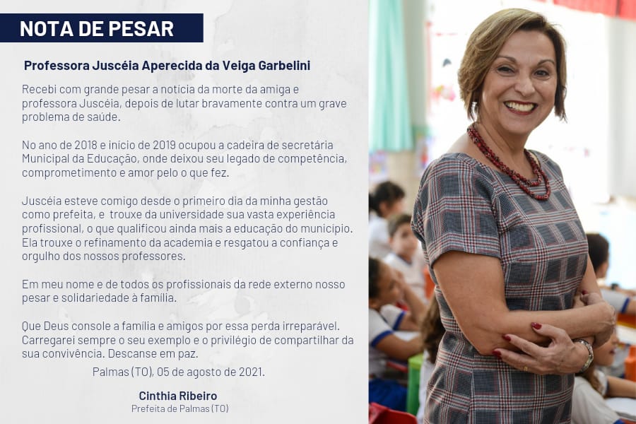 Nota de pesar - Professora Juscéia Aperecida da Veiga Garbelini