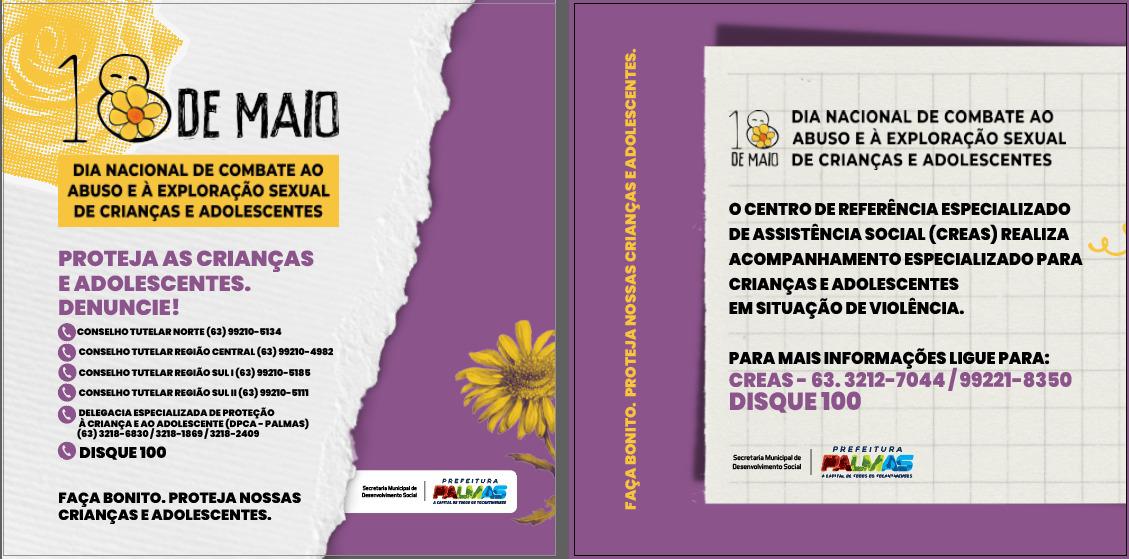 Dia Nacional de Combate ao Abuso e à Exploração Sexual de Crianças e Adolescentes terá caminhada em Taquaralto