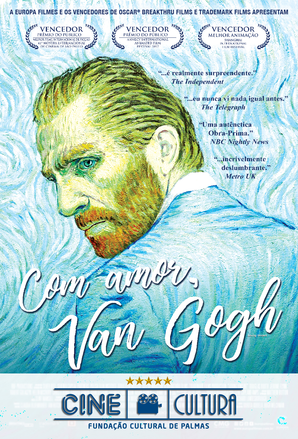 Primeiro longa-metragem do mundo totalmente pintado à mão inspirado em obras de Van Gogh estreia no Cine Cultura