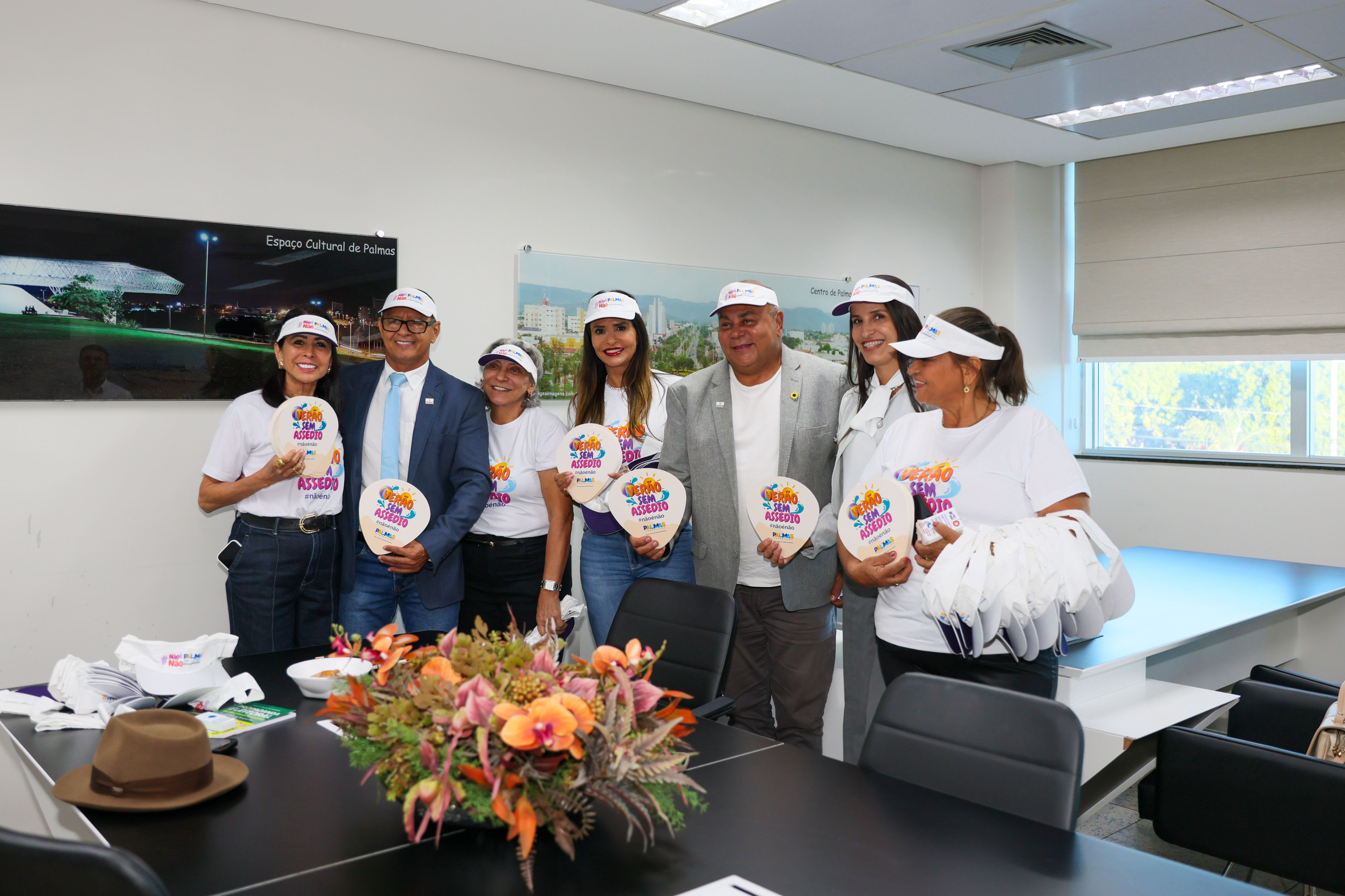 Data: 18/07/2025. Ação Verão sem assédio. Local: Predio da Prefeitura de Palmas