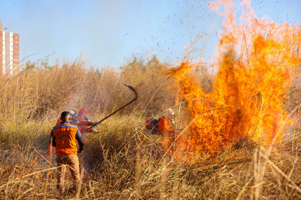 Calor intenso, baixa umidade do ar e ventos fortes favorecem a propagação de focos de incêndio e queimadas
