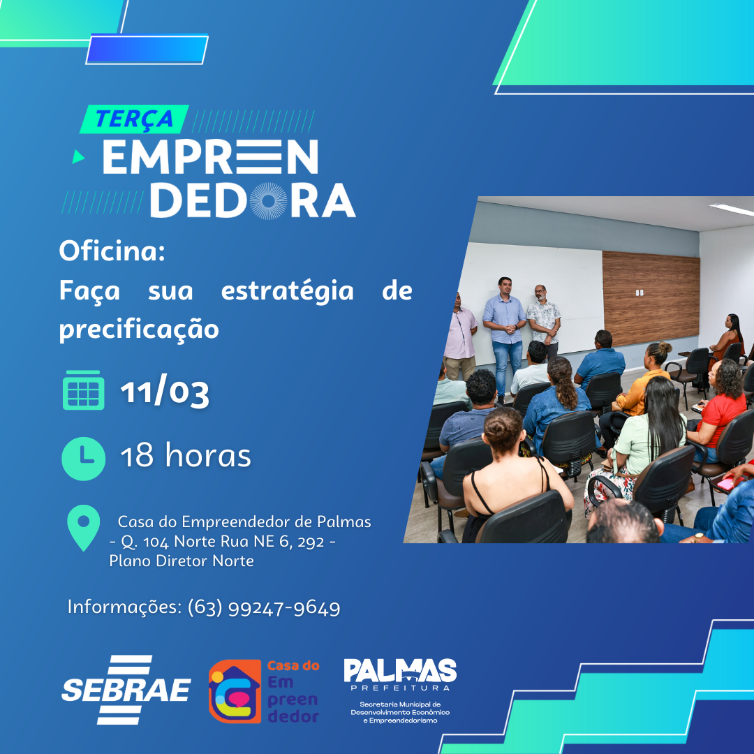 Oficina será ministrada pelo consultor do Sebrae, Walter Aquino.