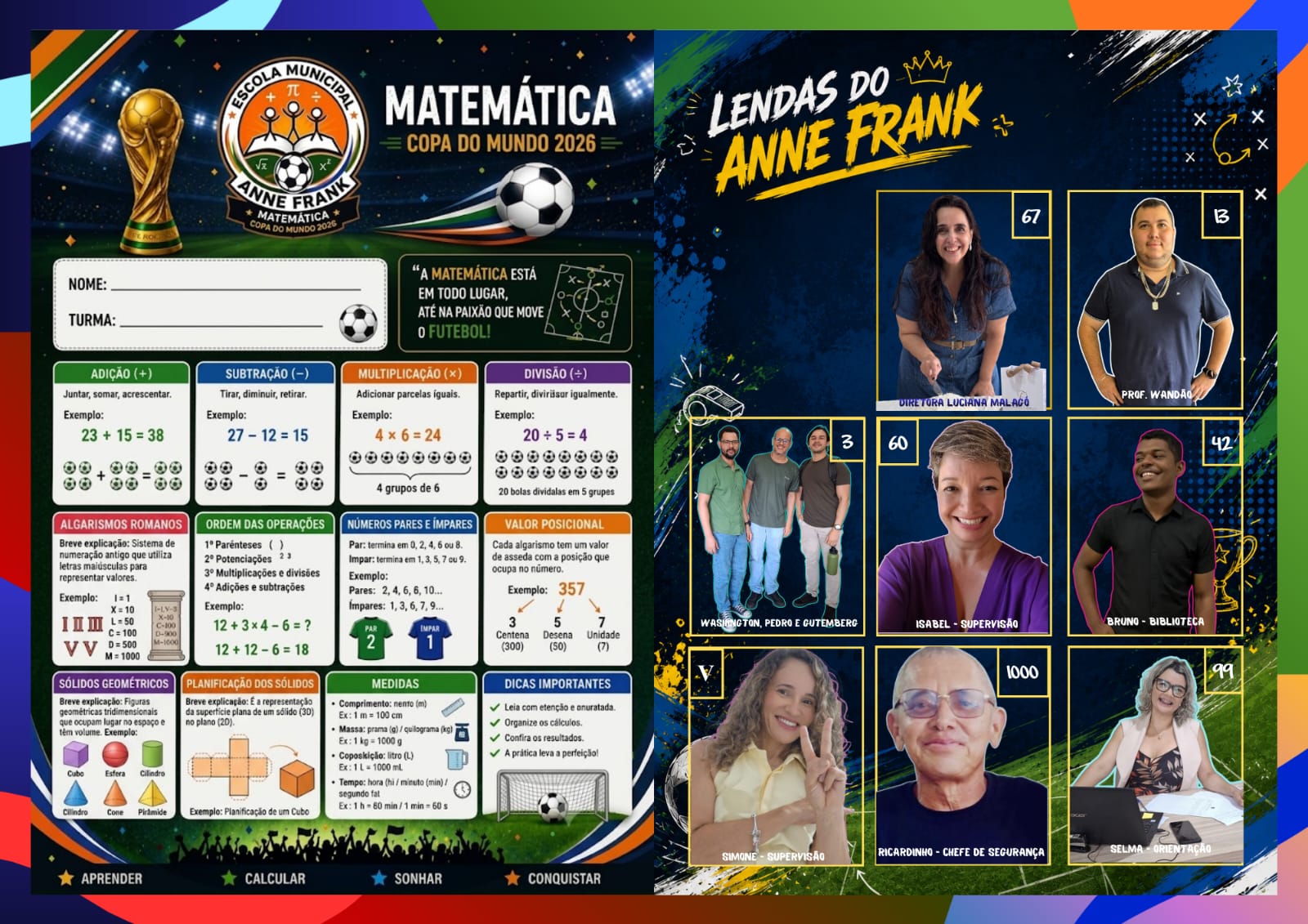 Álbuns de figurinhas têm como personagens os próprios professores, gestores e a equipe técnica da escola - Foto: Divulgação