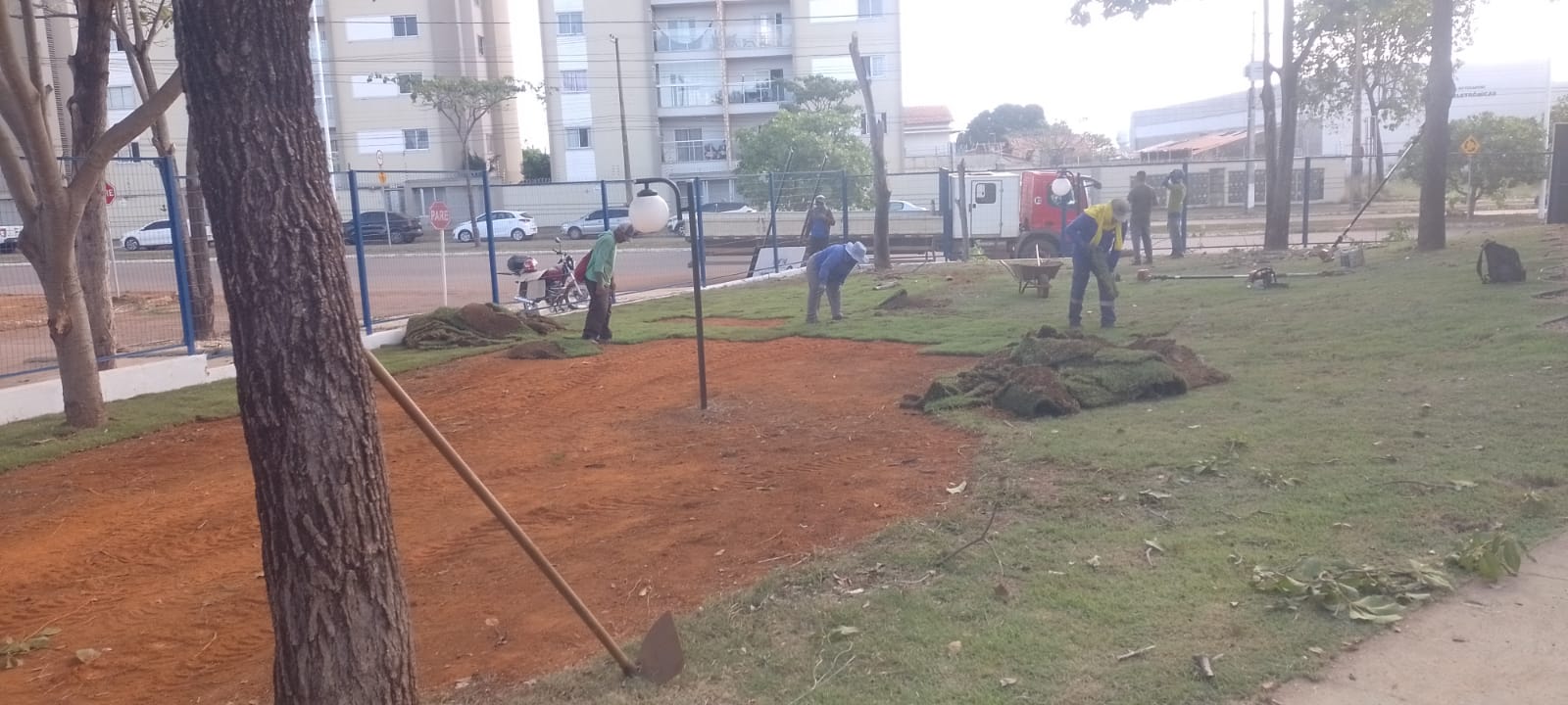 Plantio de grama no restaurante da região Norte