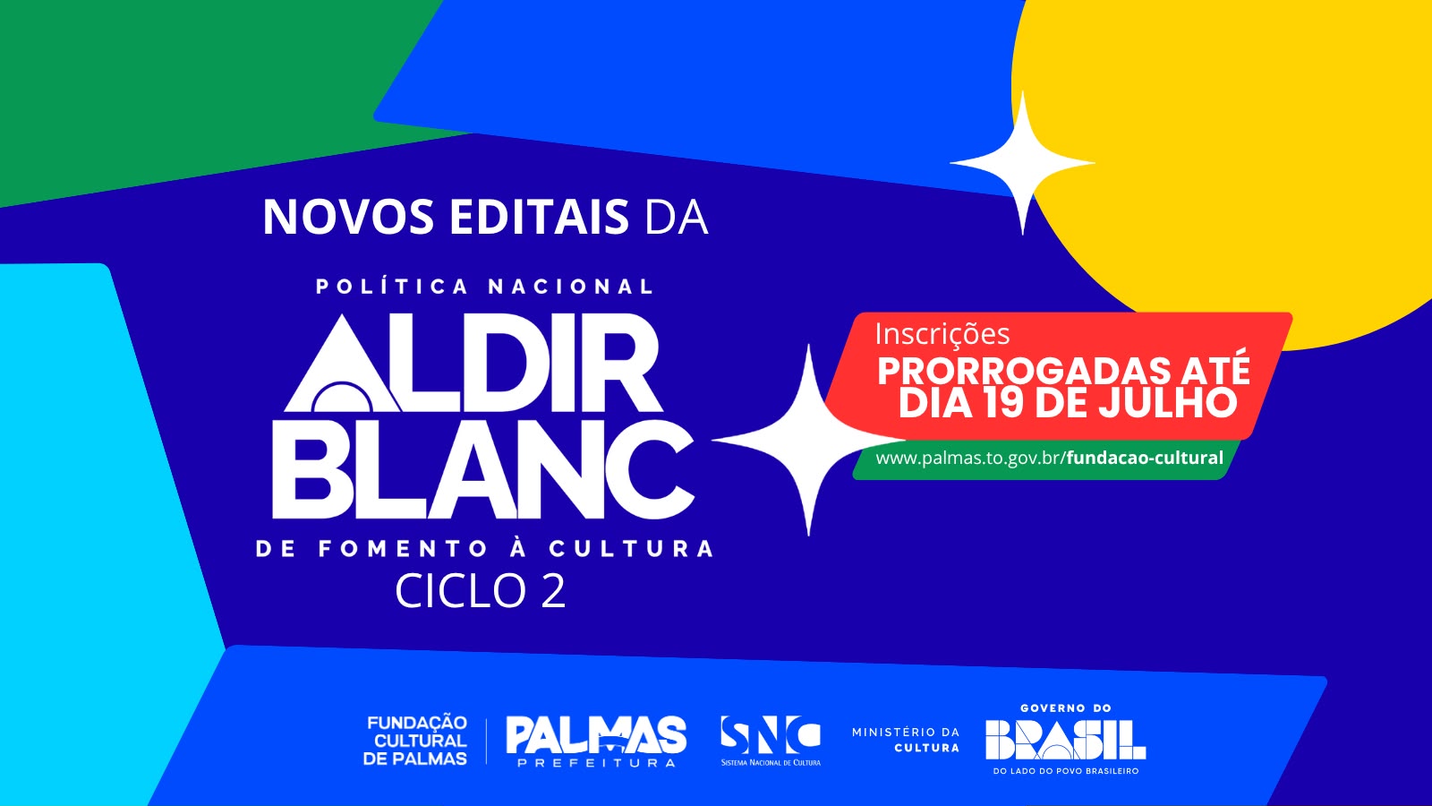 Fundação Cultural de Palmas prorroga prazo de inscrições para editais do ciclo 2 da Política Nacional Aldir Blanc