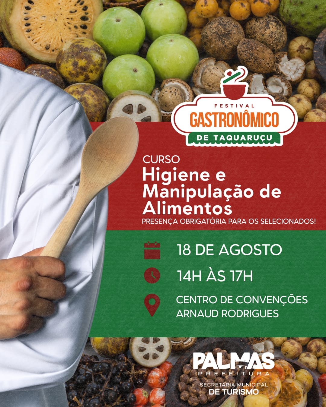 Aprovados para o Festival Gastronômico de Taquaruçu são convocados para cursos obrigatórios nesta terça e quarta