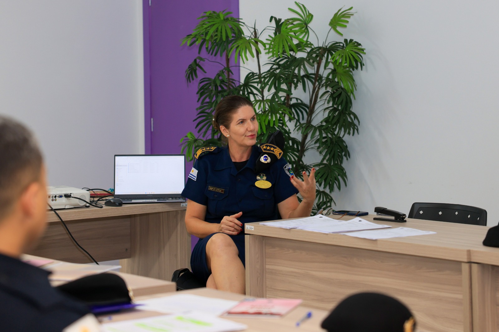 Oficina foi ministrada pela coordenadora da Patrulha, inspetora-chefe Letícia Walker