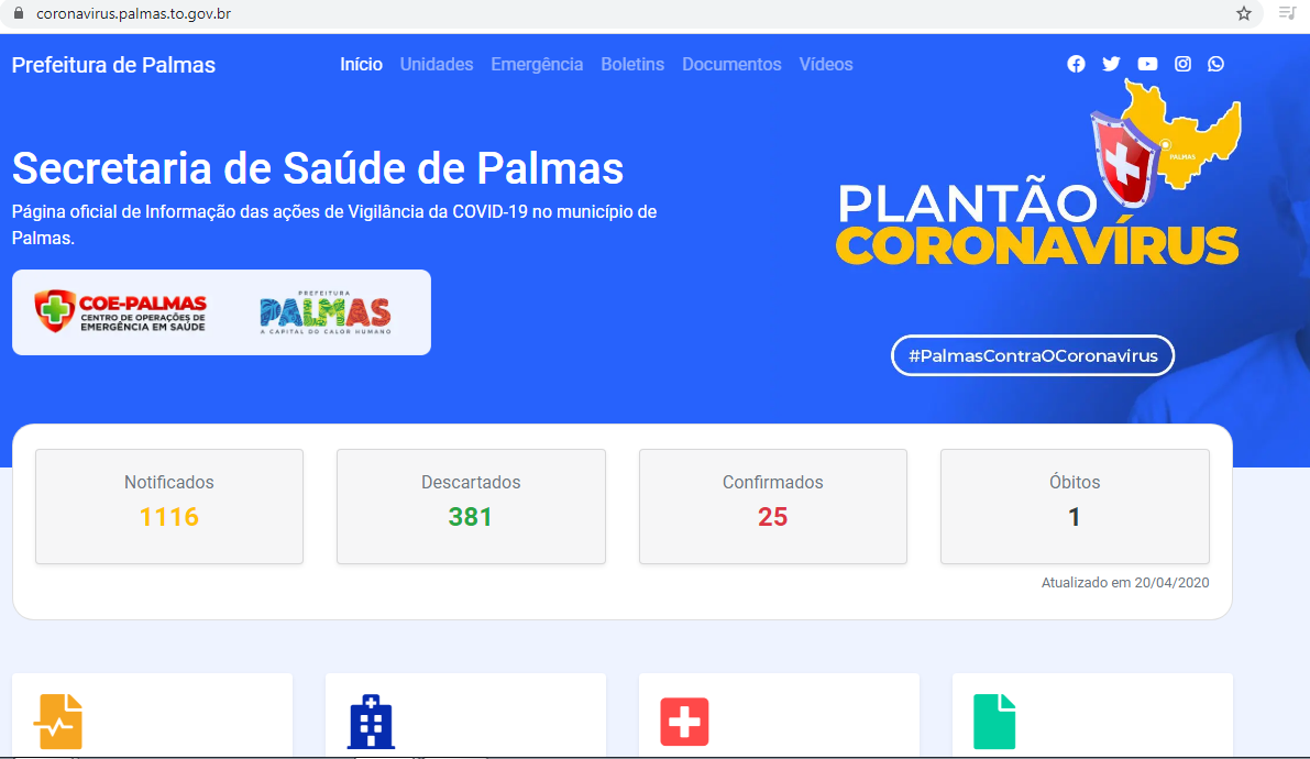 Novo site 'Plantão Coronavírus' com informações sobre a Covid-19 é disponibilizado pela Prefeitura de Palmas