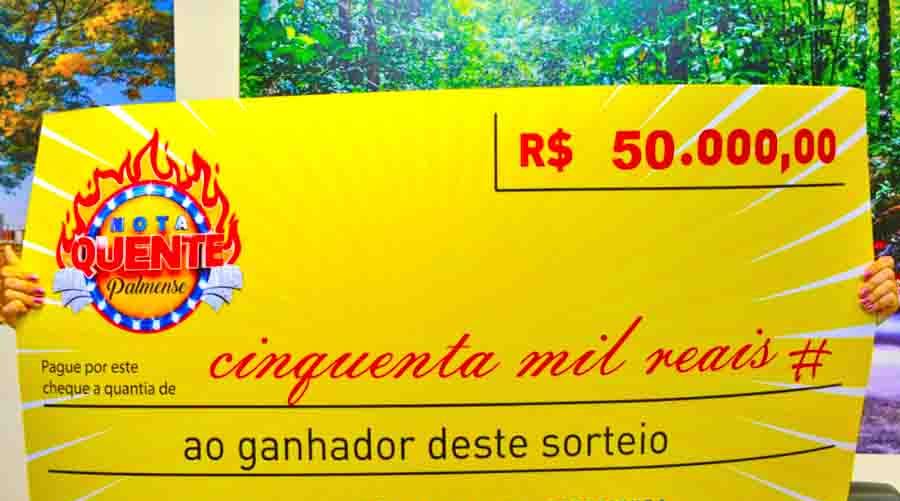 Nota Quente Palmense sorteou R$ 56.674,91, referente ao prêmio especial do mês de maio