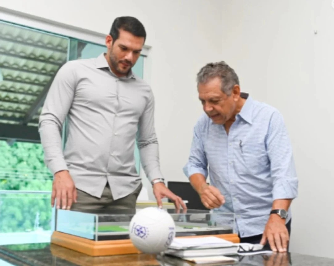 Presidente da FTF, Leomar Quintanilha, e o presidente da CBF, Samir Xaud