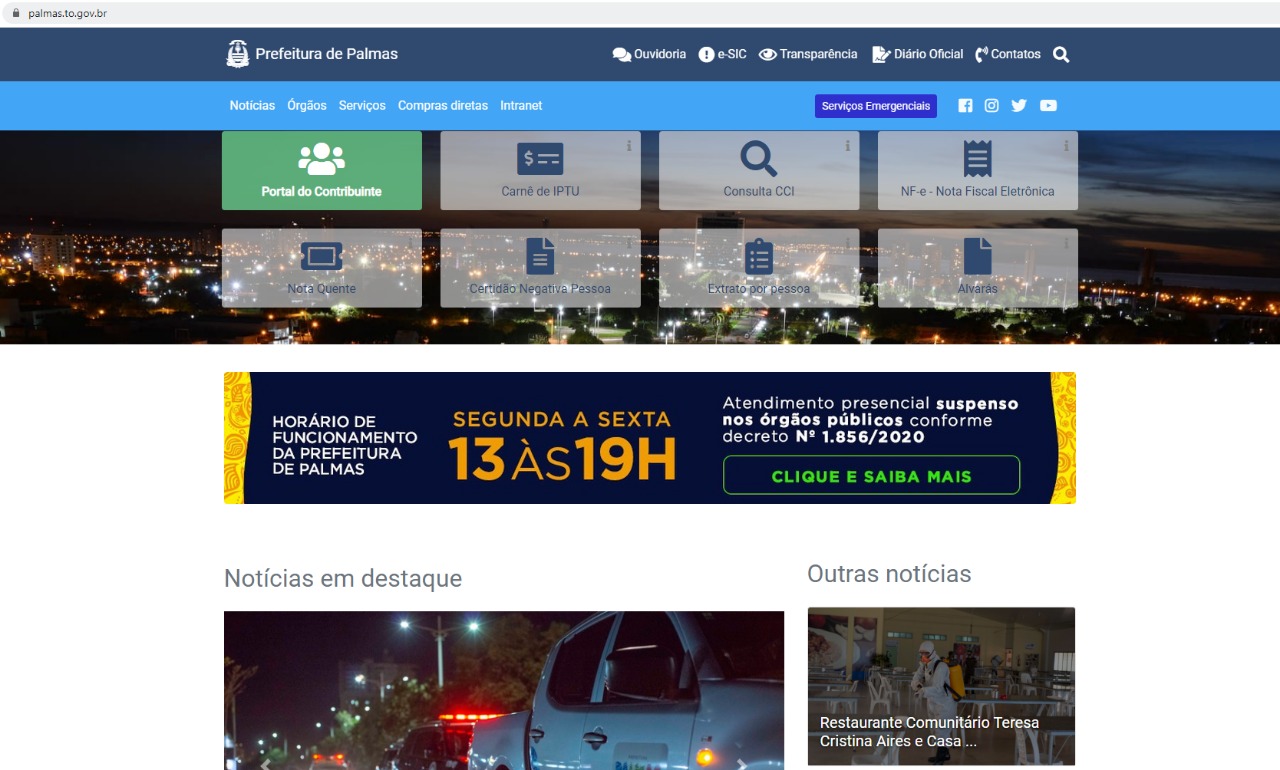 Novo portal da Prefeitura de Palmas privilegia a navegabilidade do cidadão
