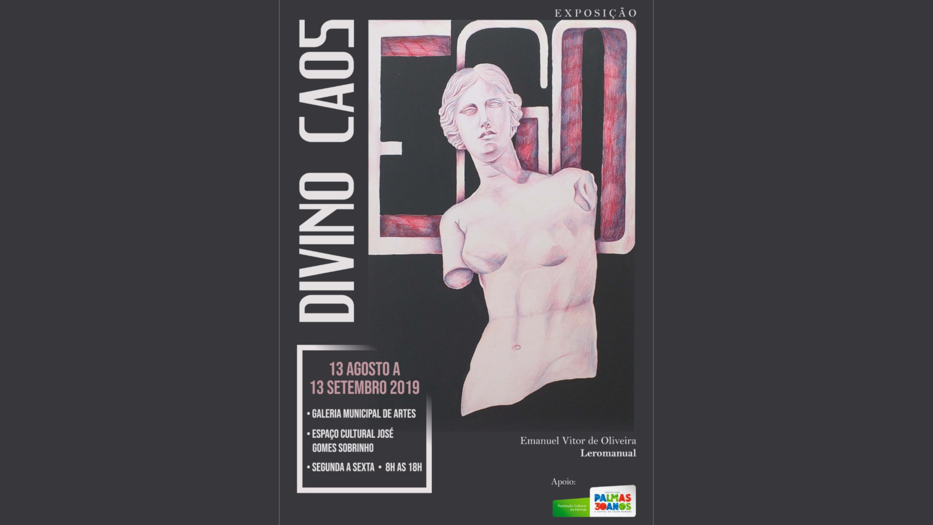 Galeria Municipal de Artes recebe a exposição ‘Divino Caos’, do desenhista Leromanual