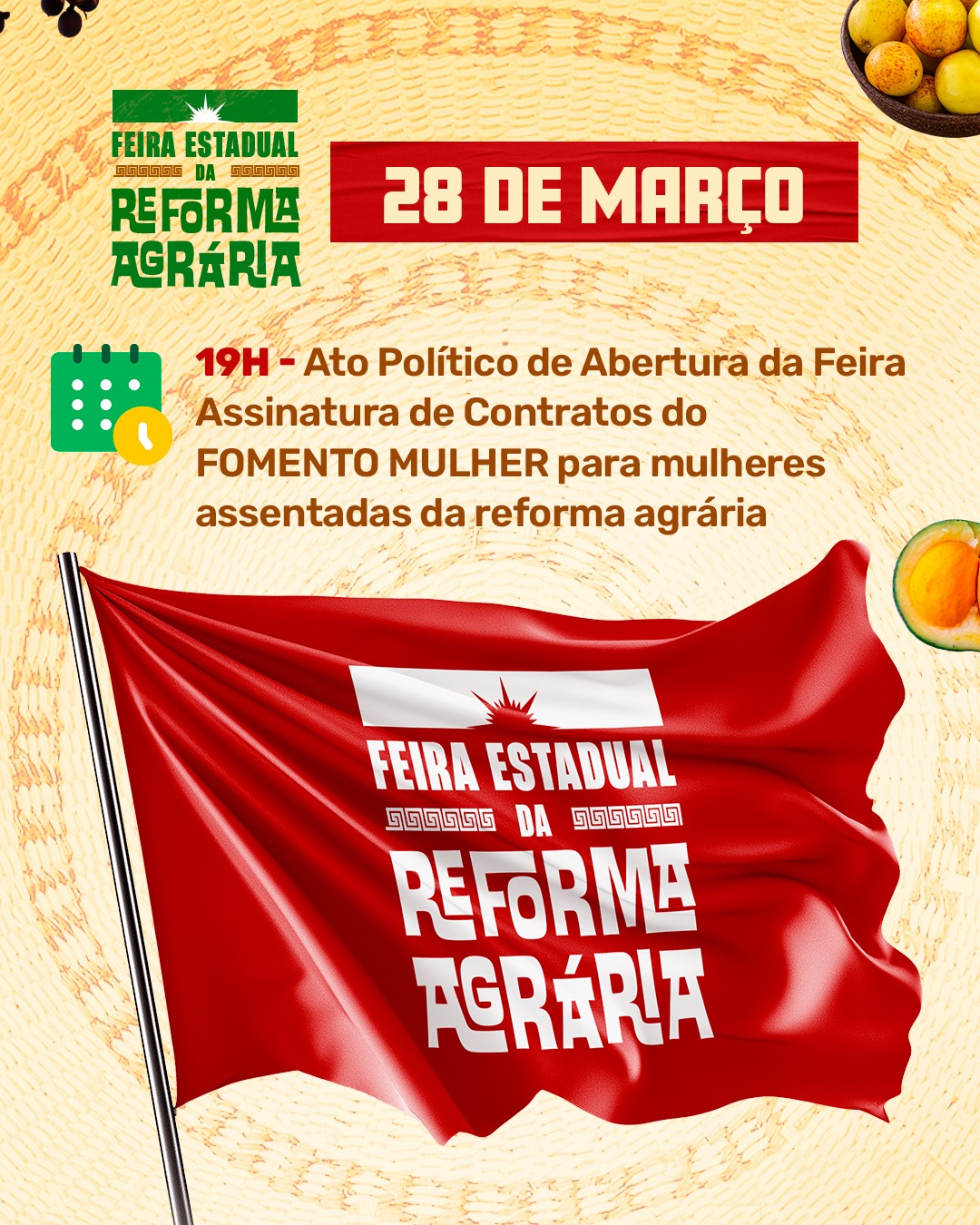 Programação do dia 29 de março.