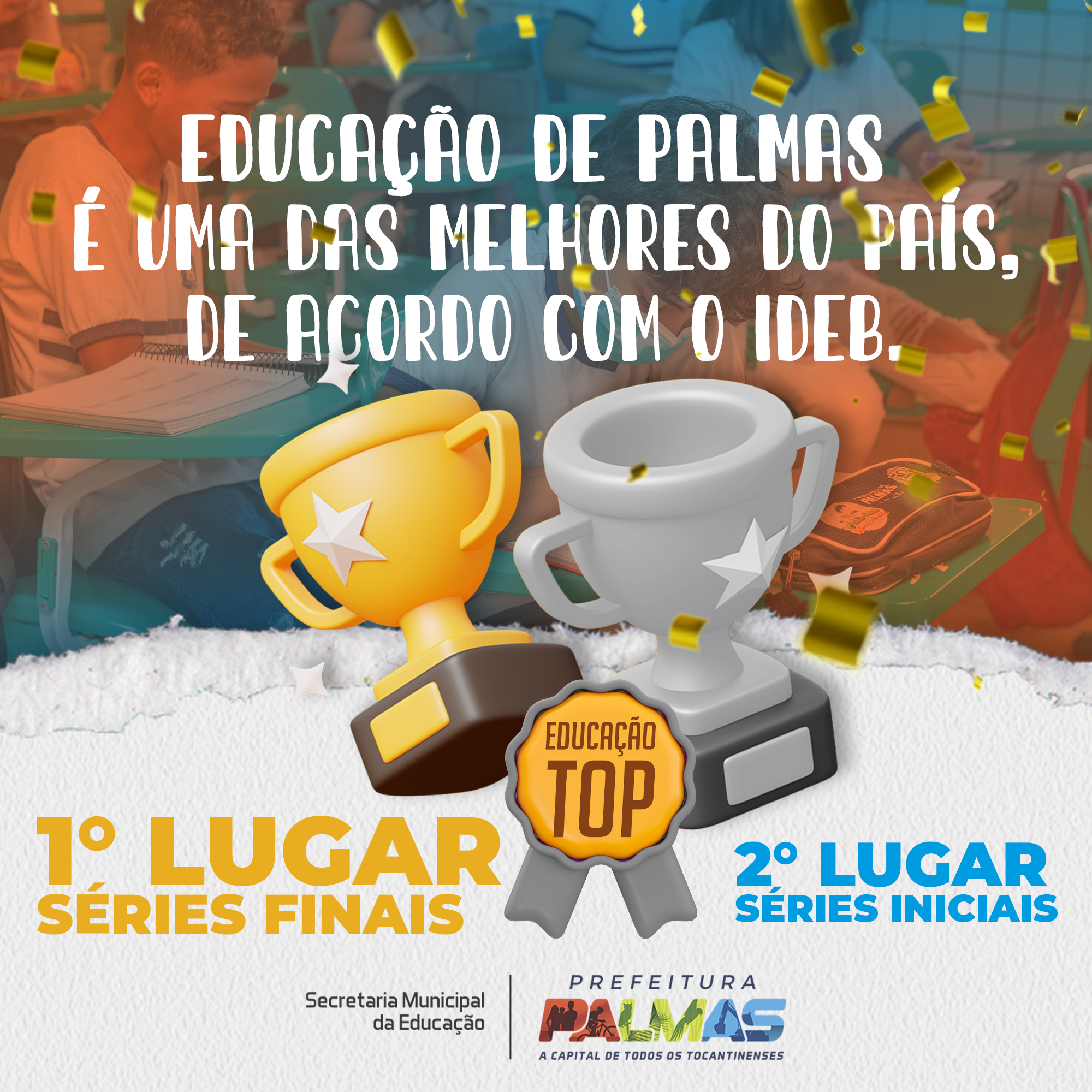 Educação de Palmas conquista 1º lugar nos anos finais e 2º lugar nos anos iniciais no Ideb 2021