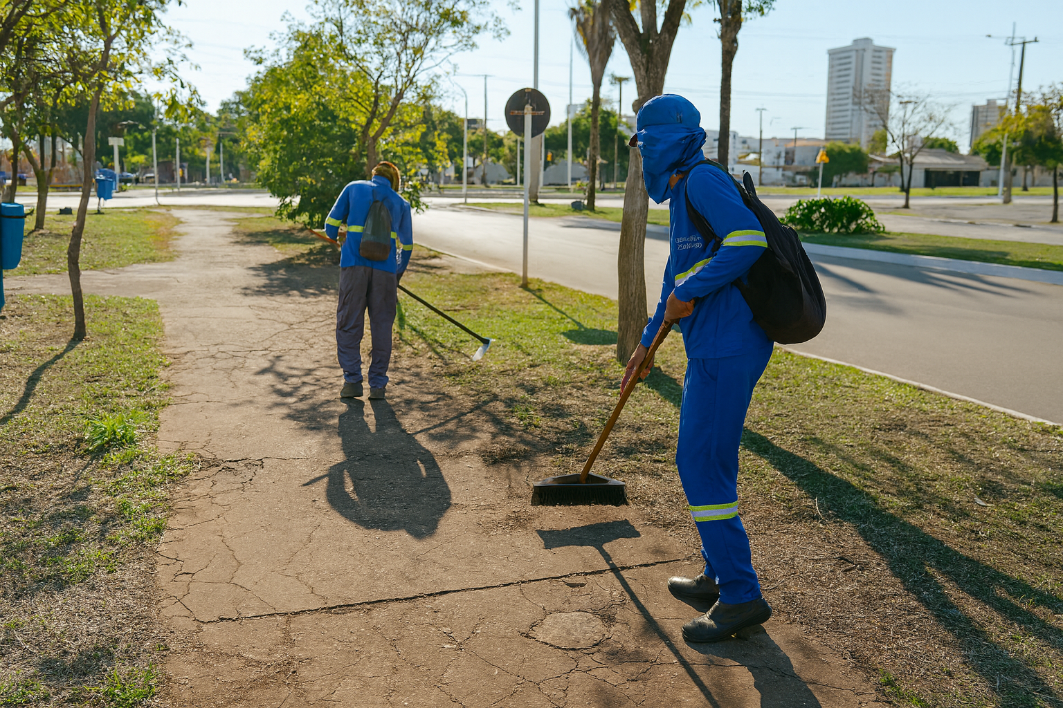 Espaços públicos como Praça do Bosque (na imagem) também foram contemplados com limpeza geral